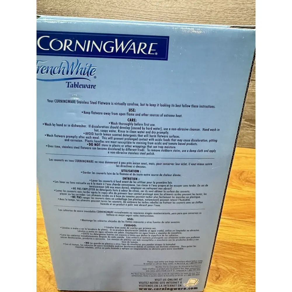 CorningWare French White Flatware Set 20 Piece 18/8 Stainless Steel New In Box